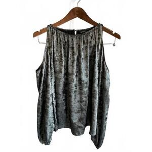 1.STATE Women's Sleeveless Silver Black Metalic Top, Open Shoulders Size L